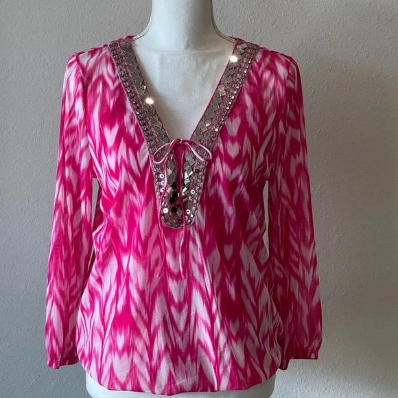 New, INC International Concepts INC, Women Embellished Peasant Top - Picture 1 of 7